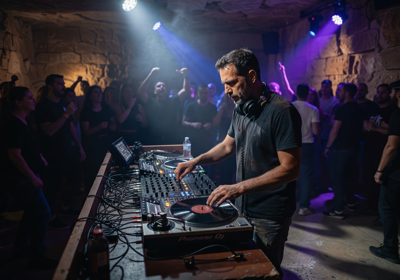 Underground DJ artist performing at intimate Malta club event